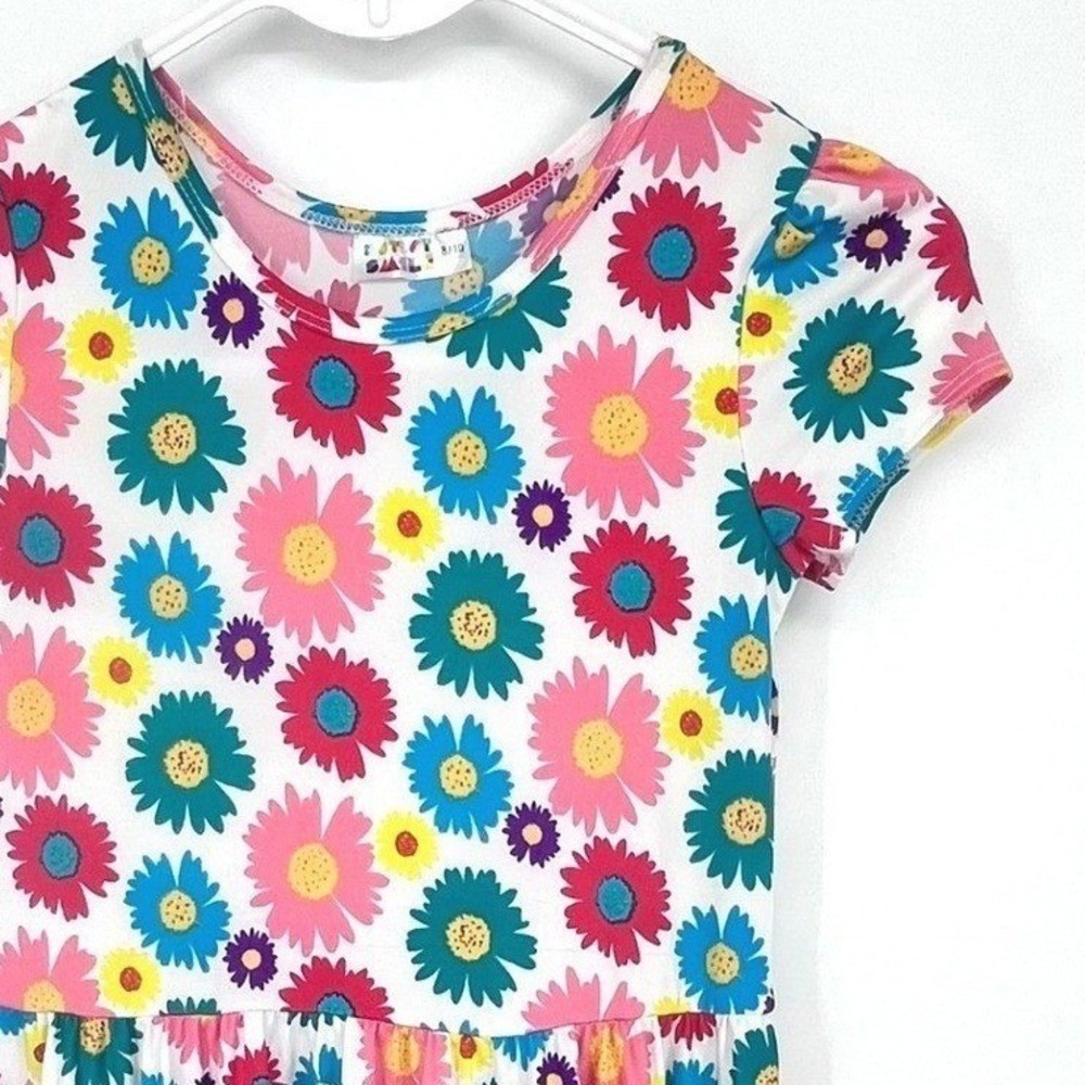 Dot Dot Smile Floral Dress Girls 8/10 White Multi Rainbow Daisy Fit Flare NEW